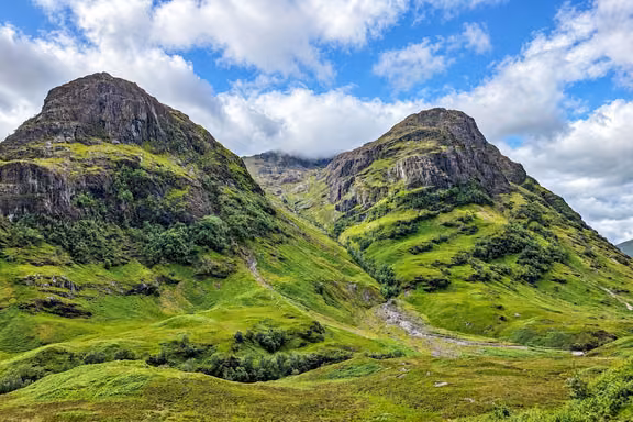 Steep green peaks of Glencoe