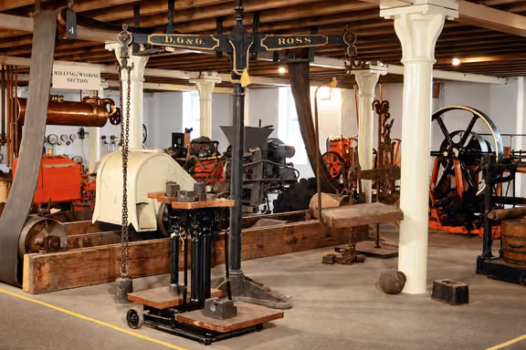 Historic distilling machinery in the Glenkinchie museum