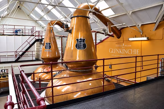 Copper pot stills at Glenkinchie Distillery