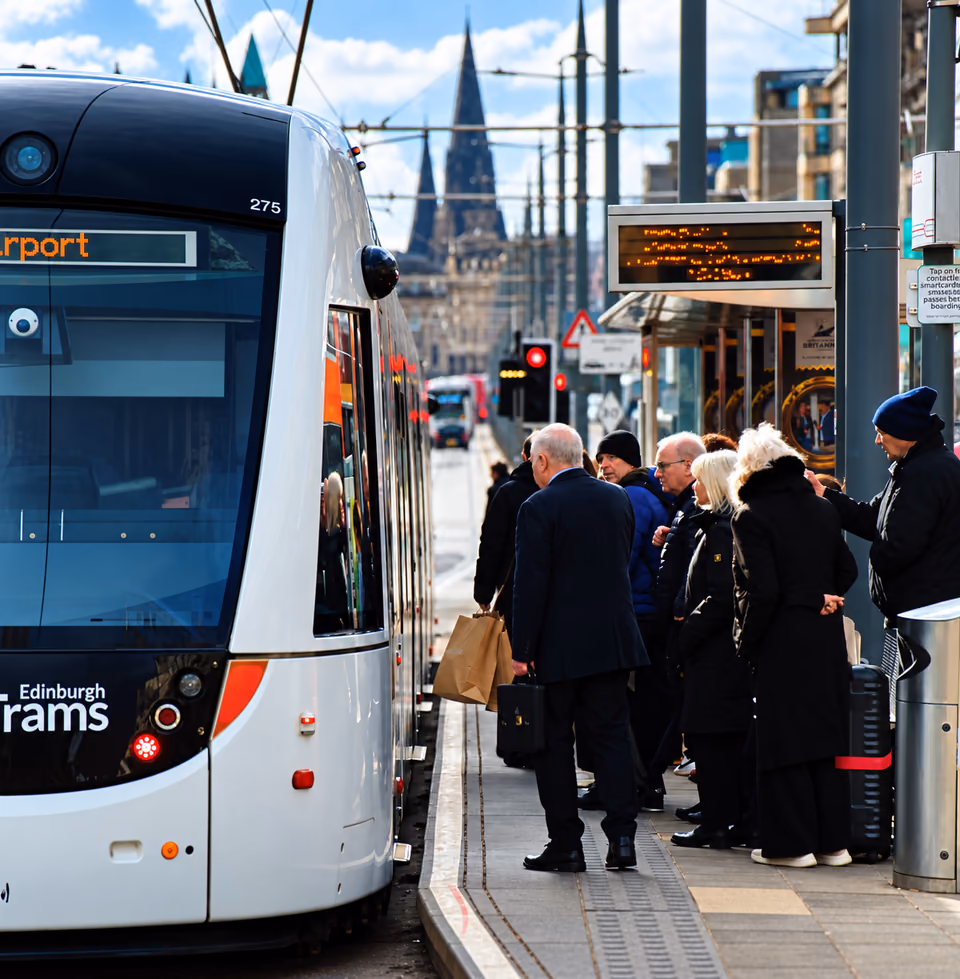 Edinburgh tram at night