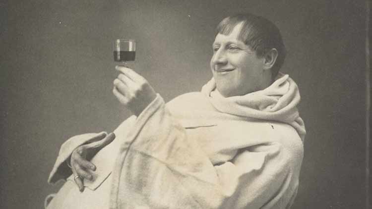 James Cox. Monk with wine glass