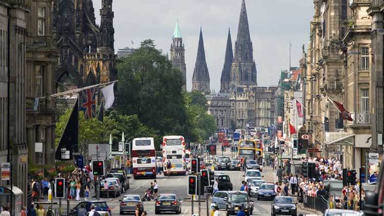 Vista de Princes Street, en Edimburgo